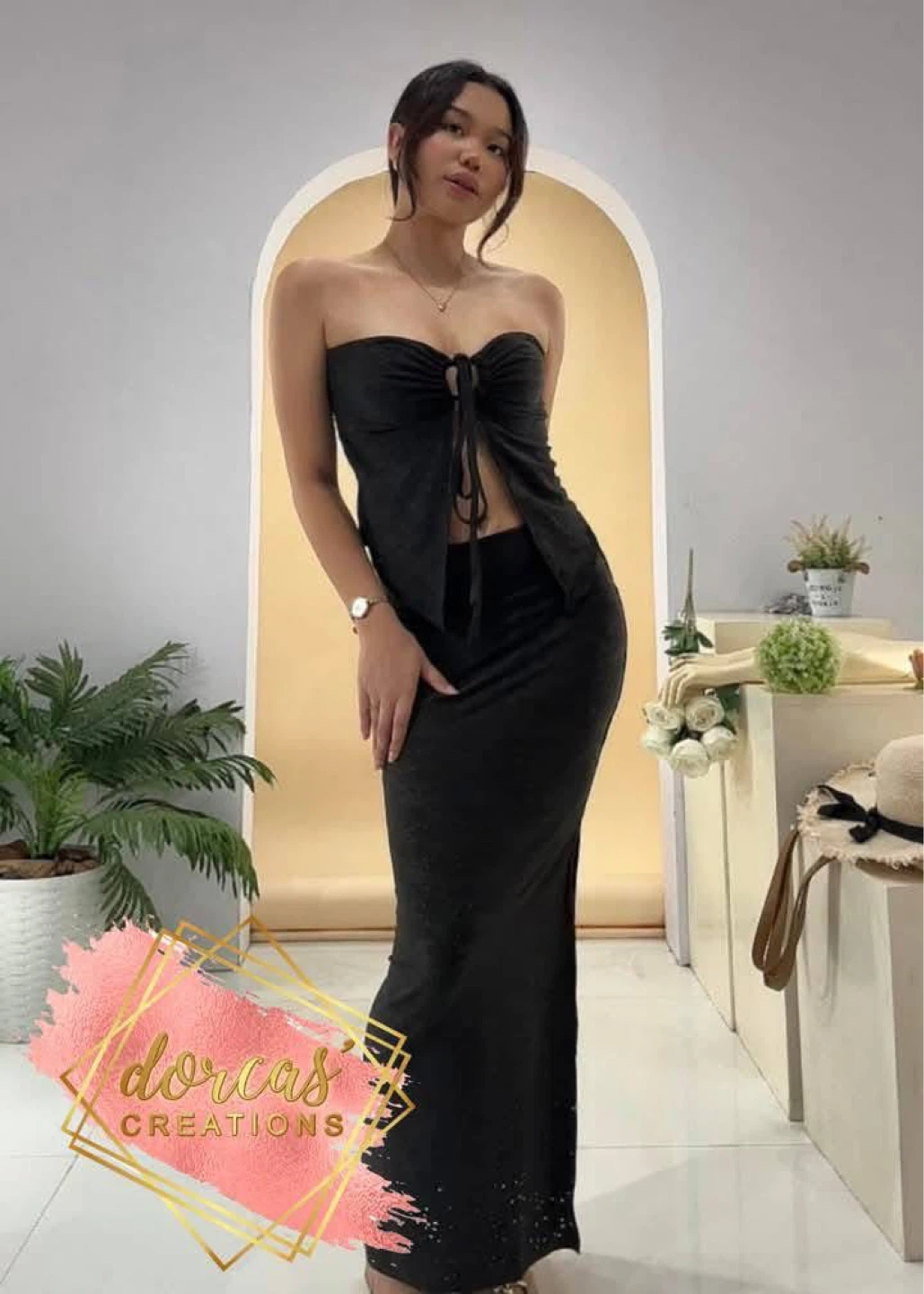 Buy 1 take 1 Dorcas Creations Black Tube Top & Maxi Skirt Set