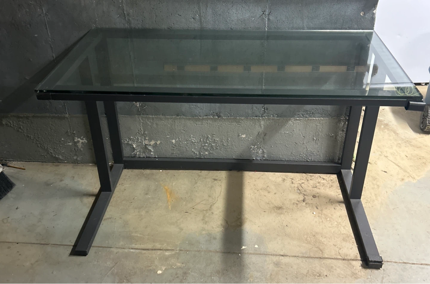Glass Top Desk with Metal Frame