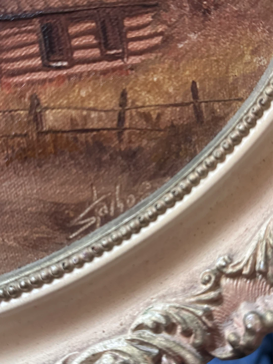 Pair of vintage signed oval oil paintings - photo 5
