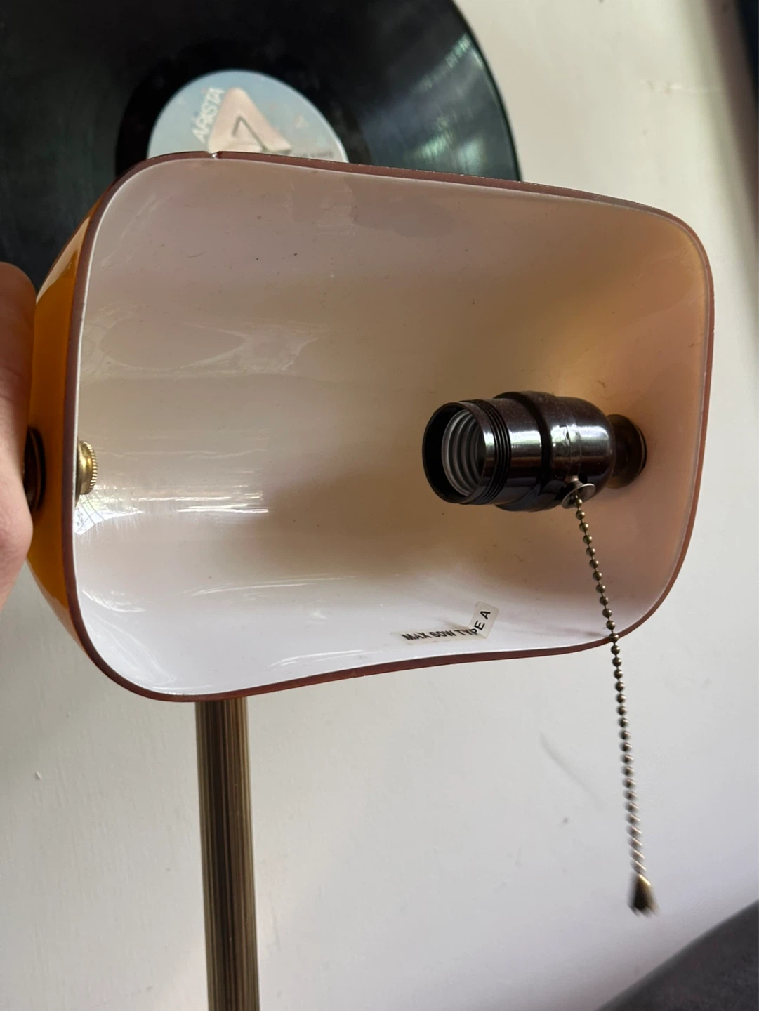 Vintage brass and amber glass shade bankers lamp - photo 3
