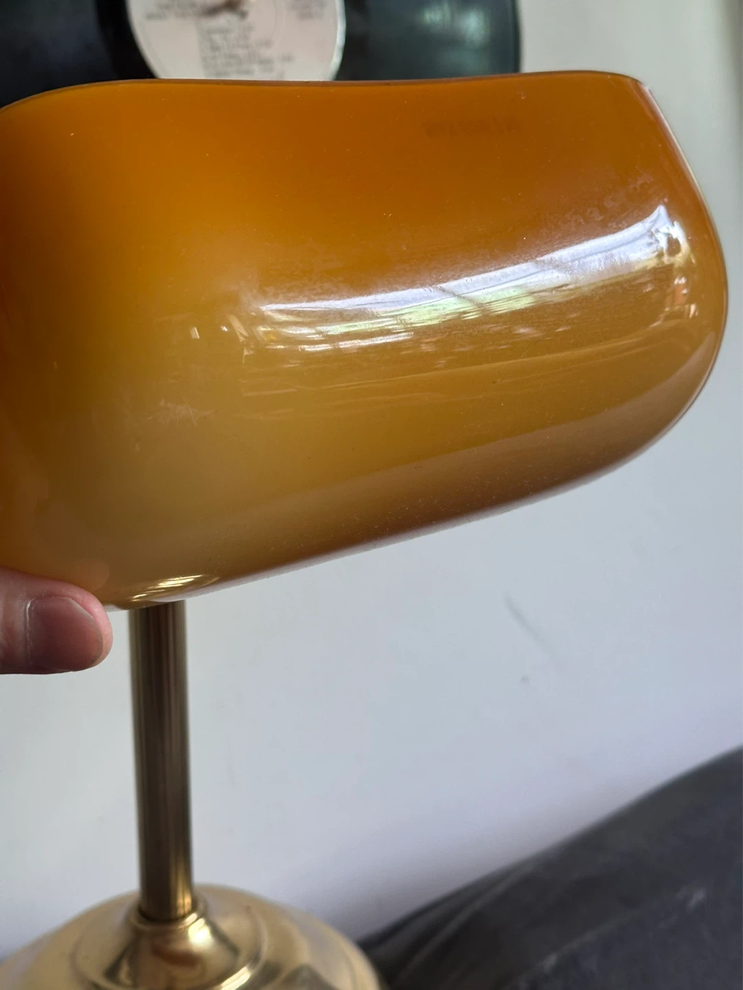 Vintage brass and amber glass shade bankers lamp - photo 4