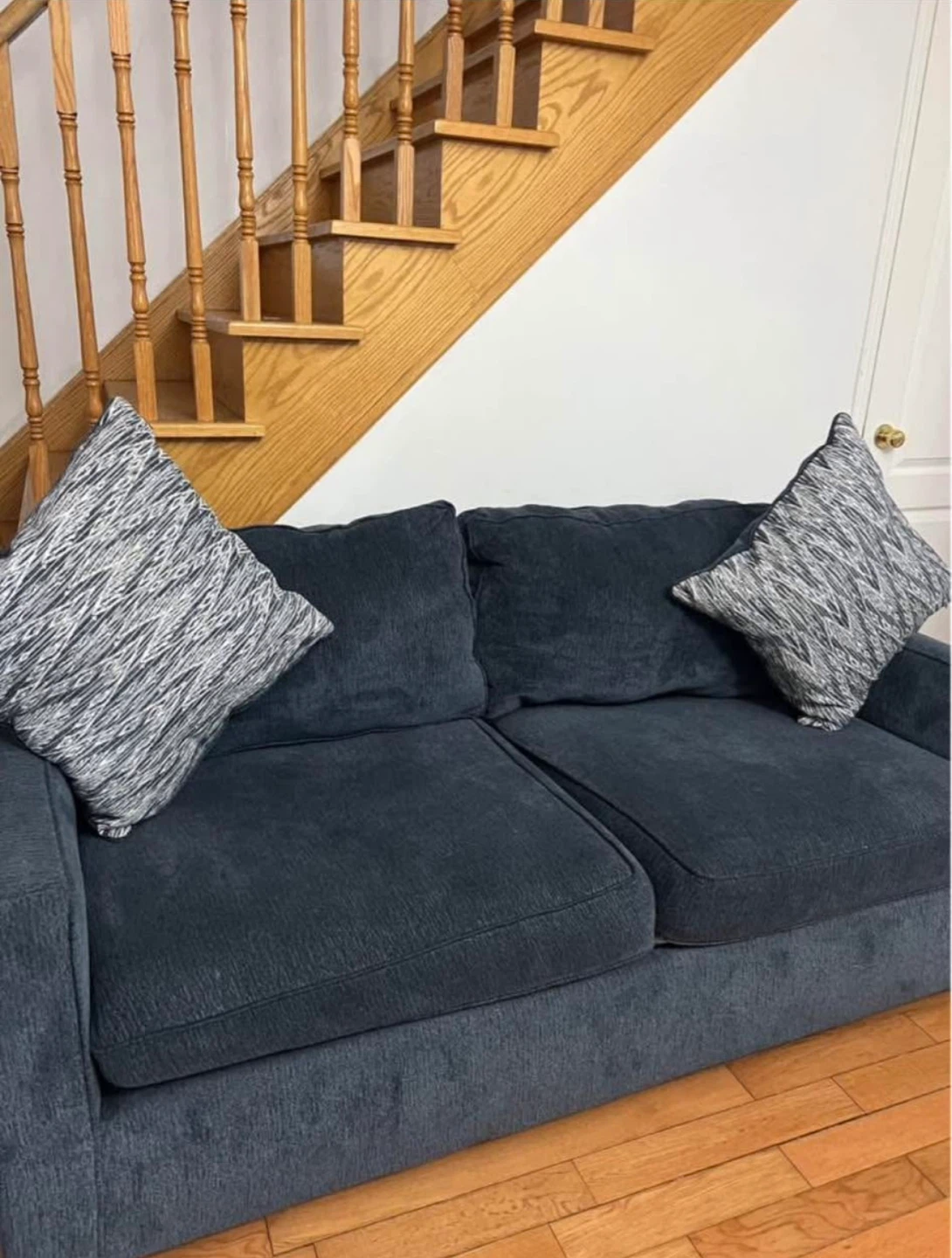 Dark navy Sofa with Accent Pillows