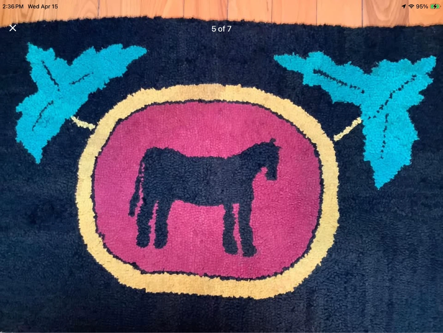 Antique Hand Made Hooked Wool Rug 🐞 - photo 5