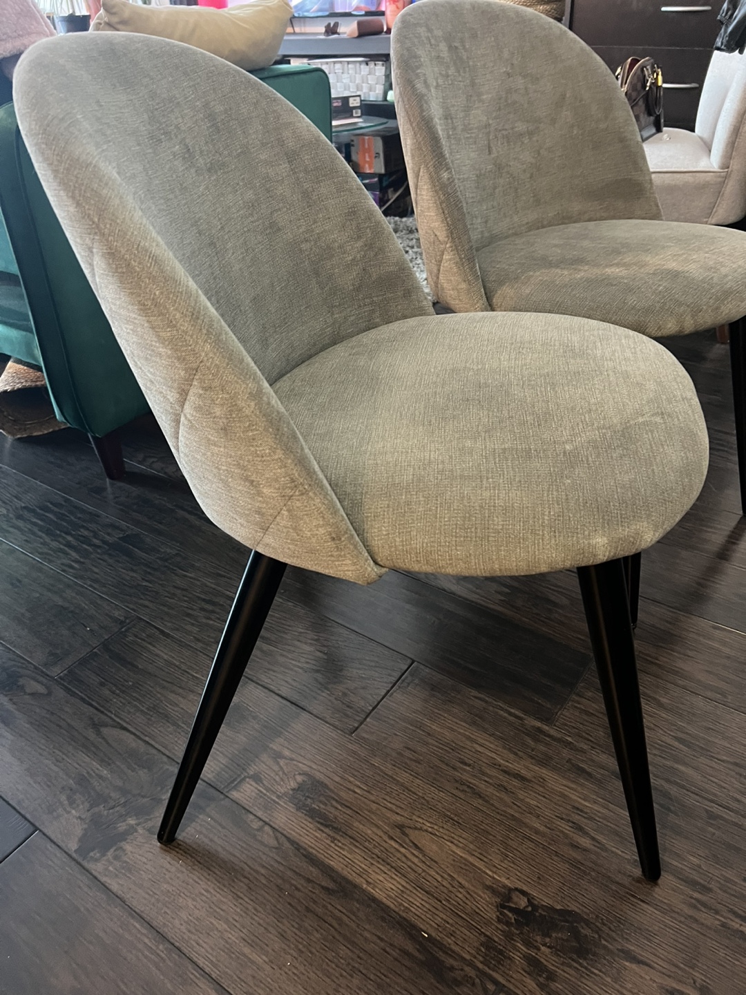 Willa Arlo Set of 2 Accent Chairs - Grey Fabric, Black Legs - photo 2