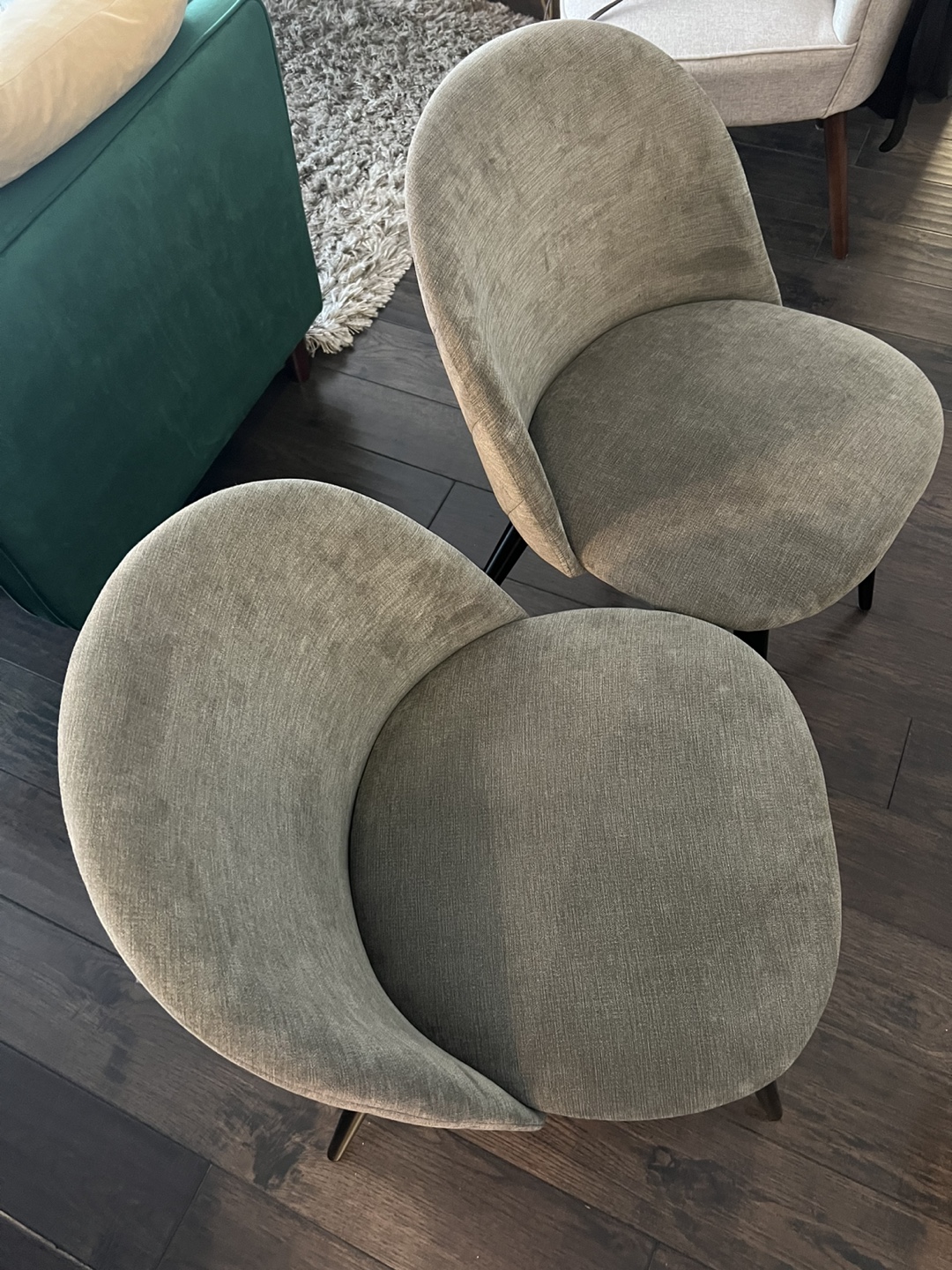 Willa Arlo Set of 2 Accent Chairs - Grey Fabric, Black Legs