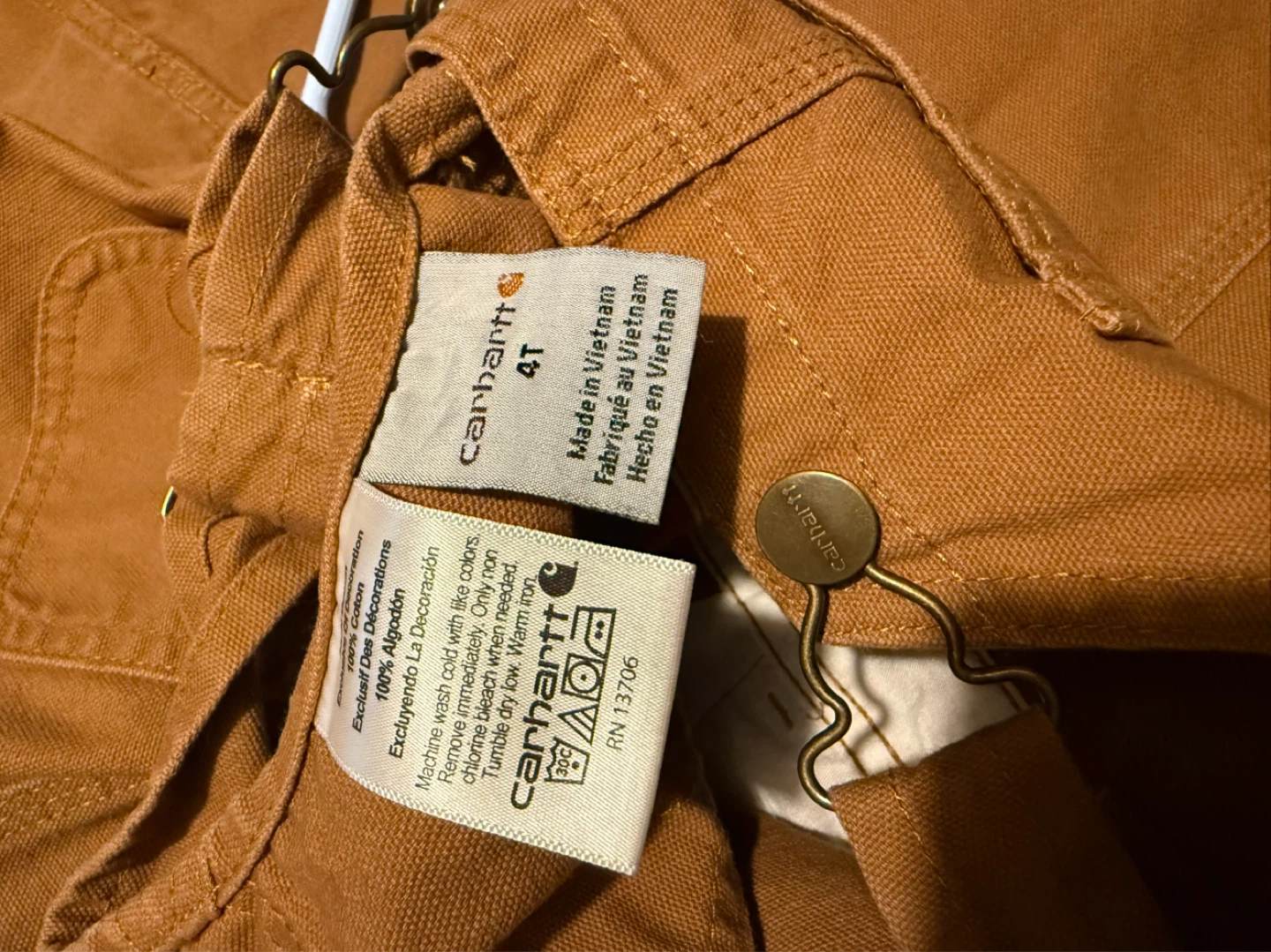 Carhartt Brown Canvas Bib Overalls - Size 4T - photo 2