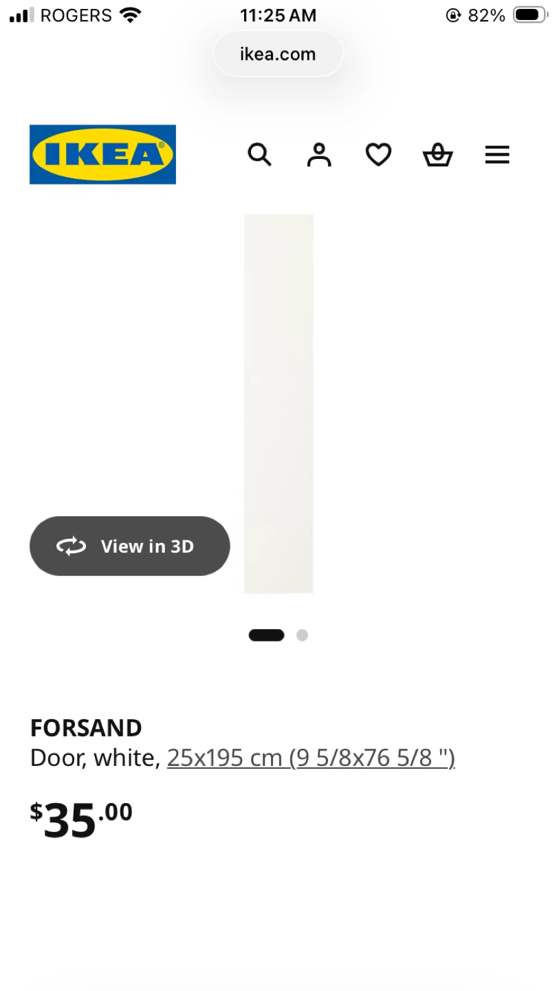 IKEA FORSAND Door - White 25x195 cm