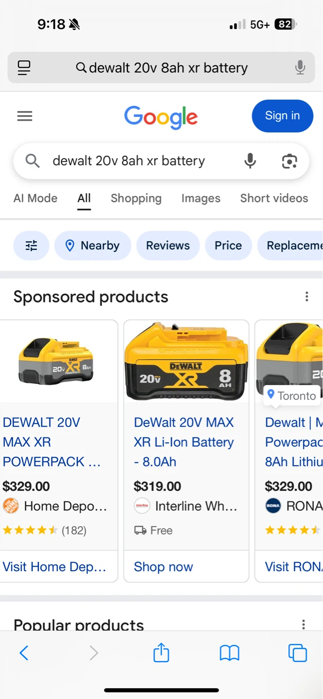 DEWALT 20V MAX XR POWERPACK 8Ah Battery