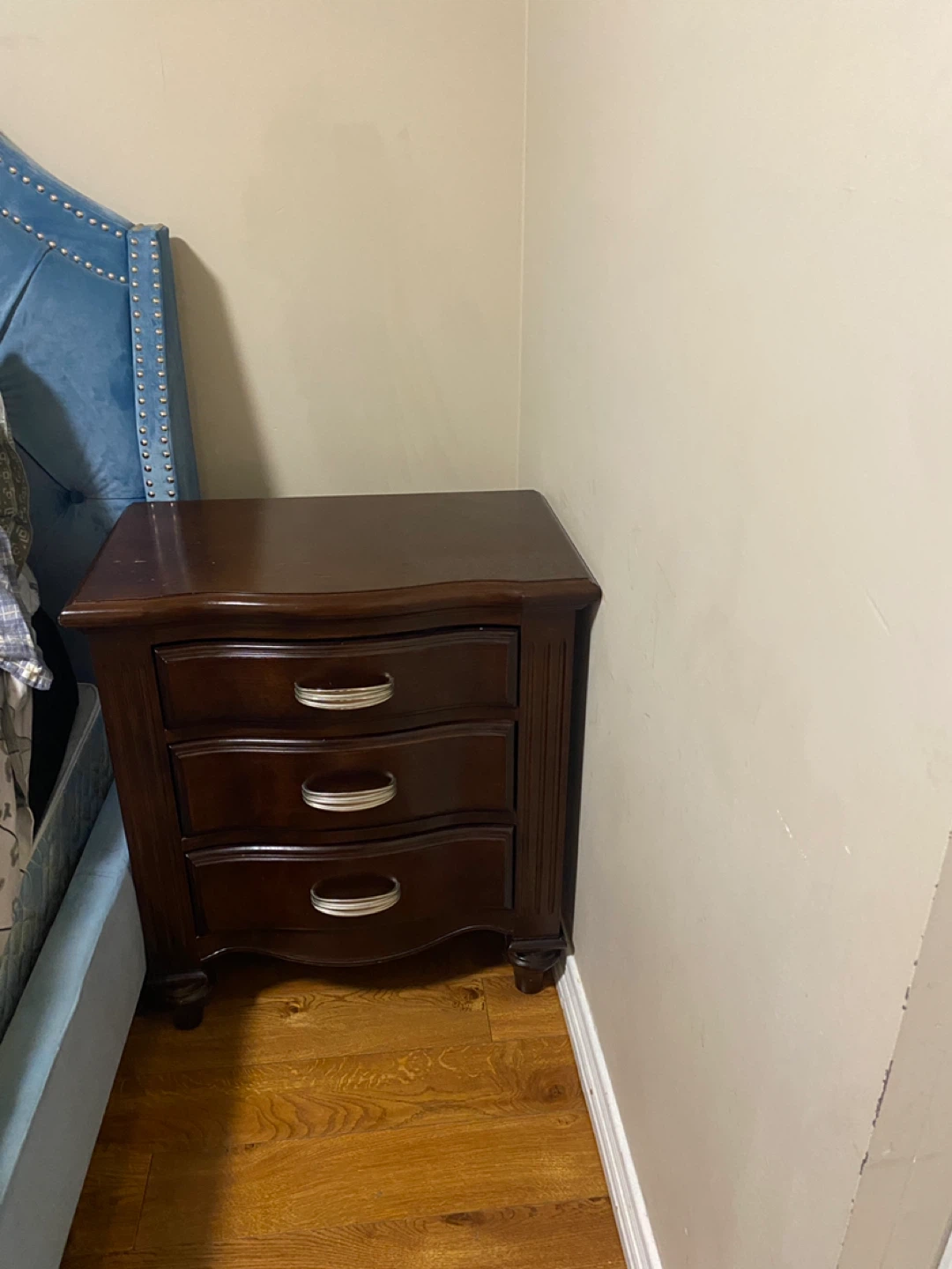 Two Dark Brown 3-Drawer Nightstand - photo 2