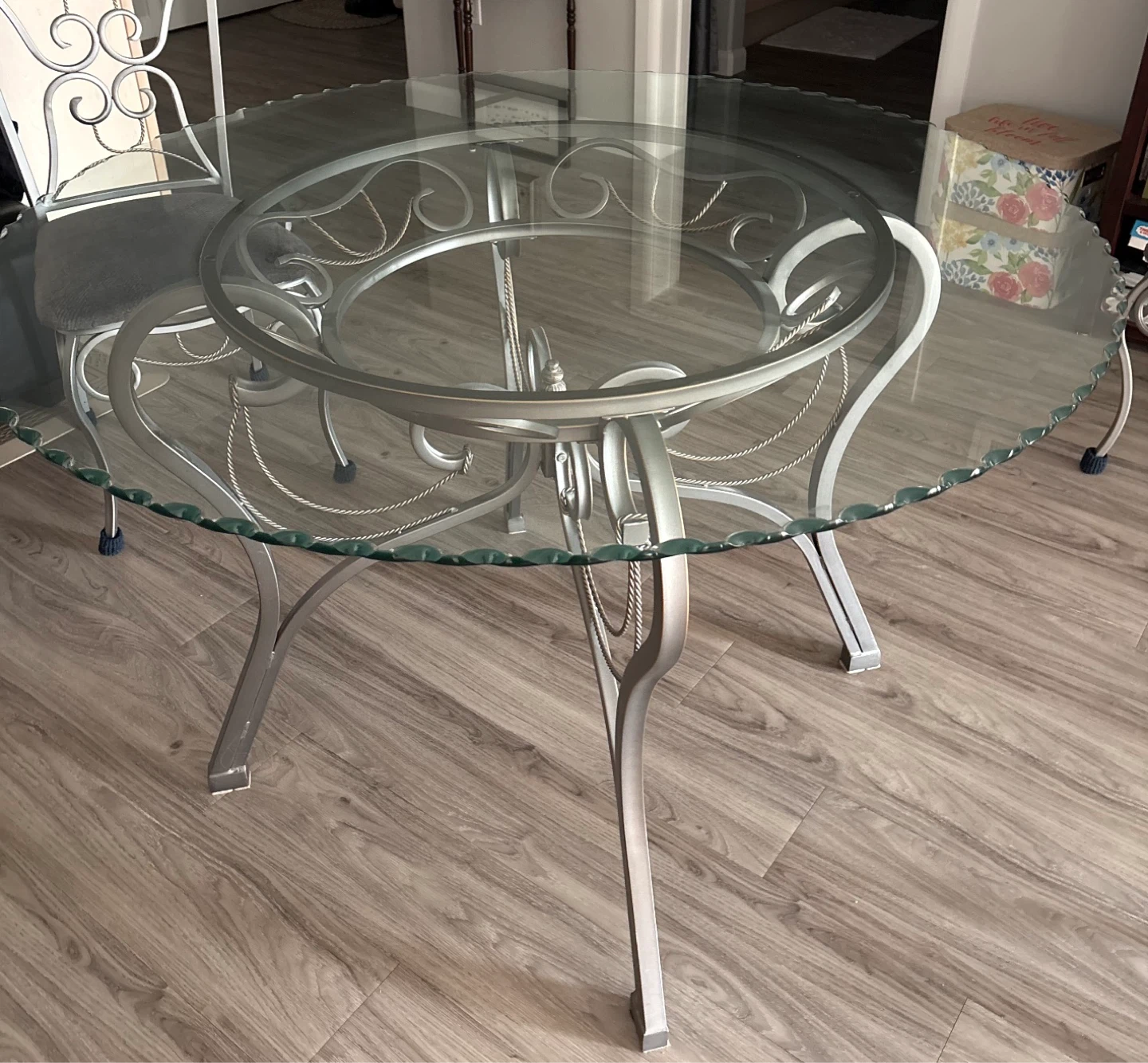 Glass Top Metal Dining Table and Chairs Set - photo 2