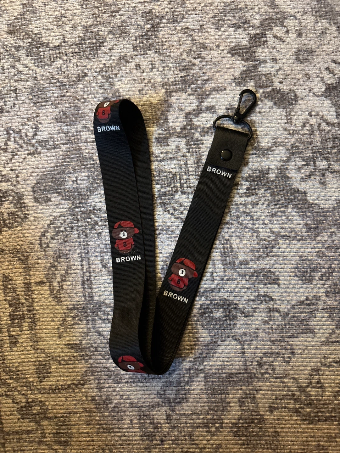 Brown Lanyard with Bear Graphic