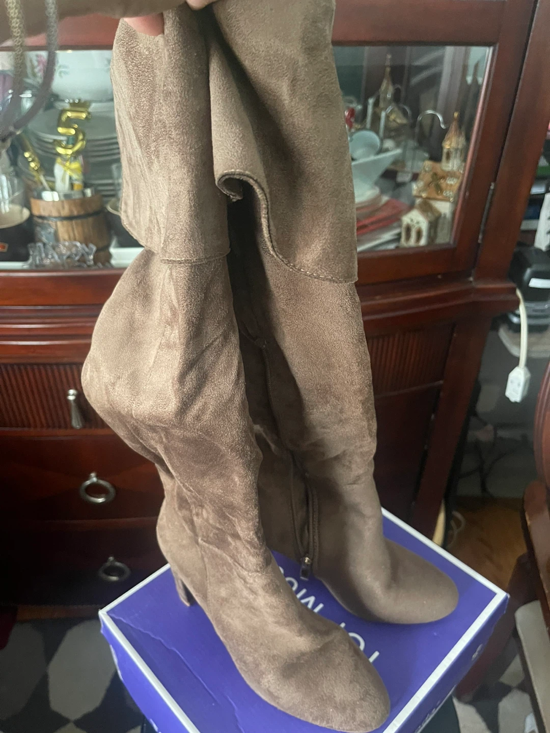 Top Moda Women's Brown Suede Block Heel Boots Size 7 - photo 2