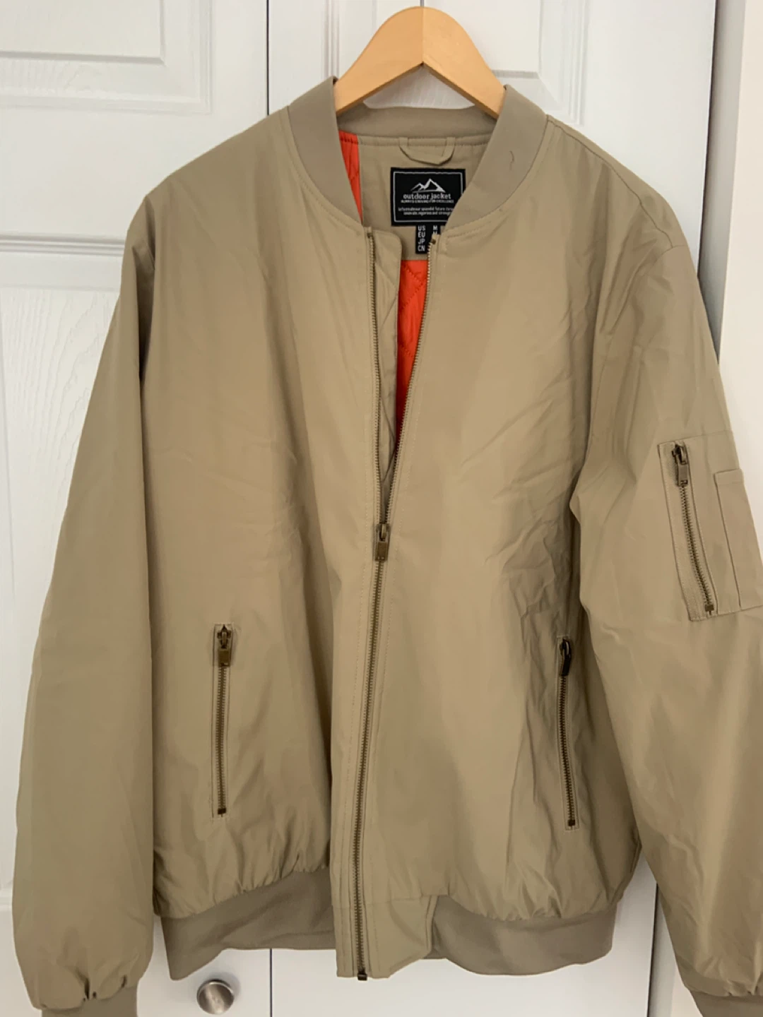 Men's Outdoor Jacket - Tan, Size Medium