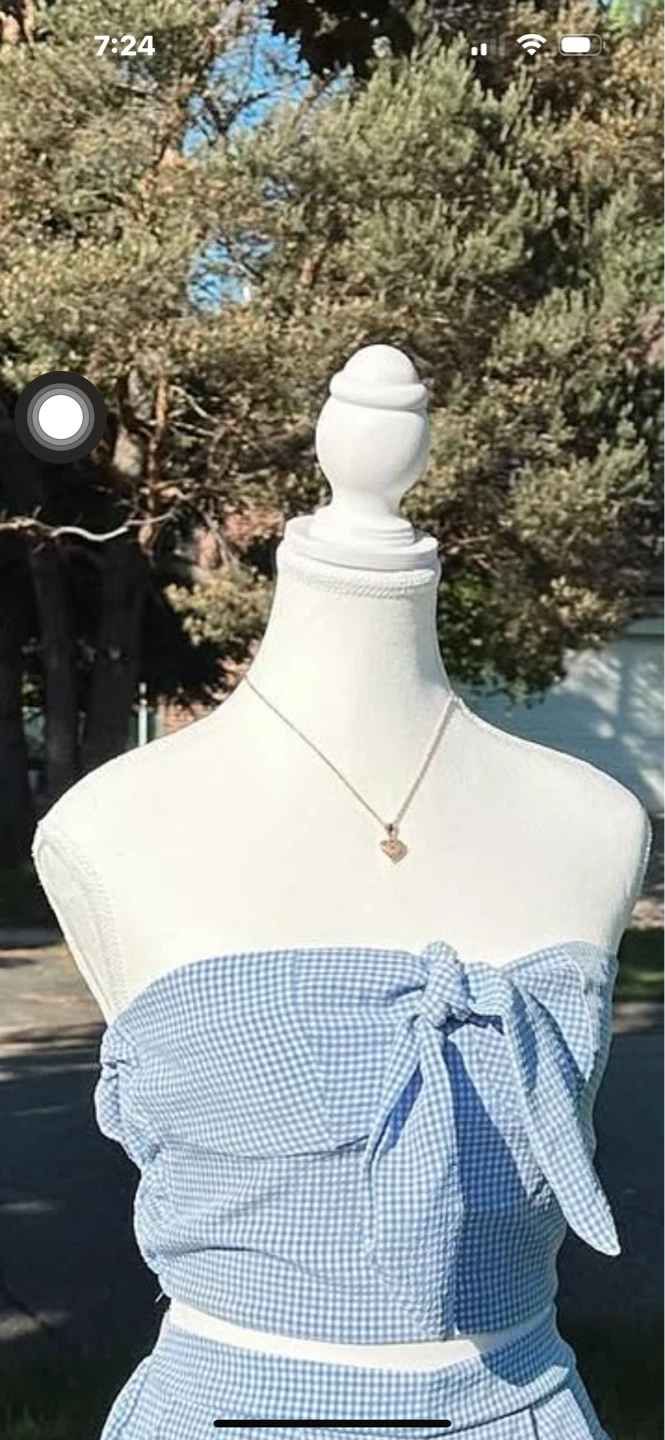 All items buy 1 take 1 Blue  Strapless Top with Heart Necklace