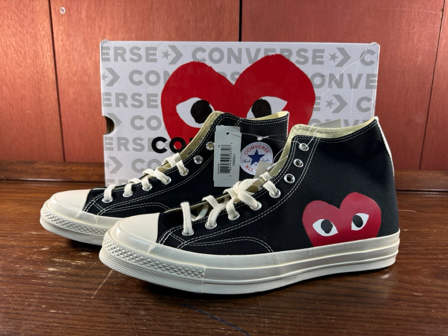 Converse x CDG PLAY Chuck 70 High Black Men’s Sz 12/Women’s 14