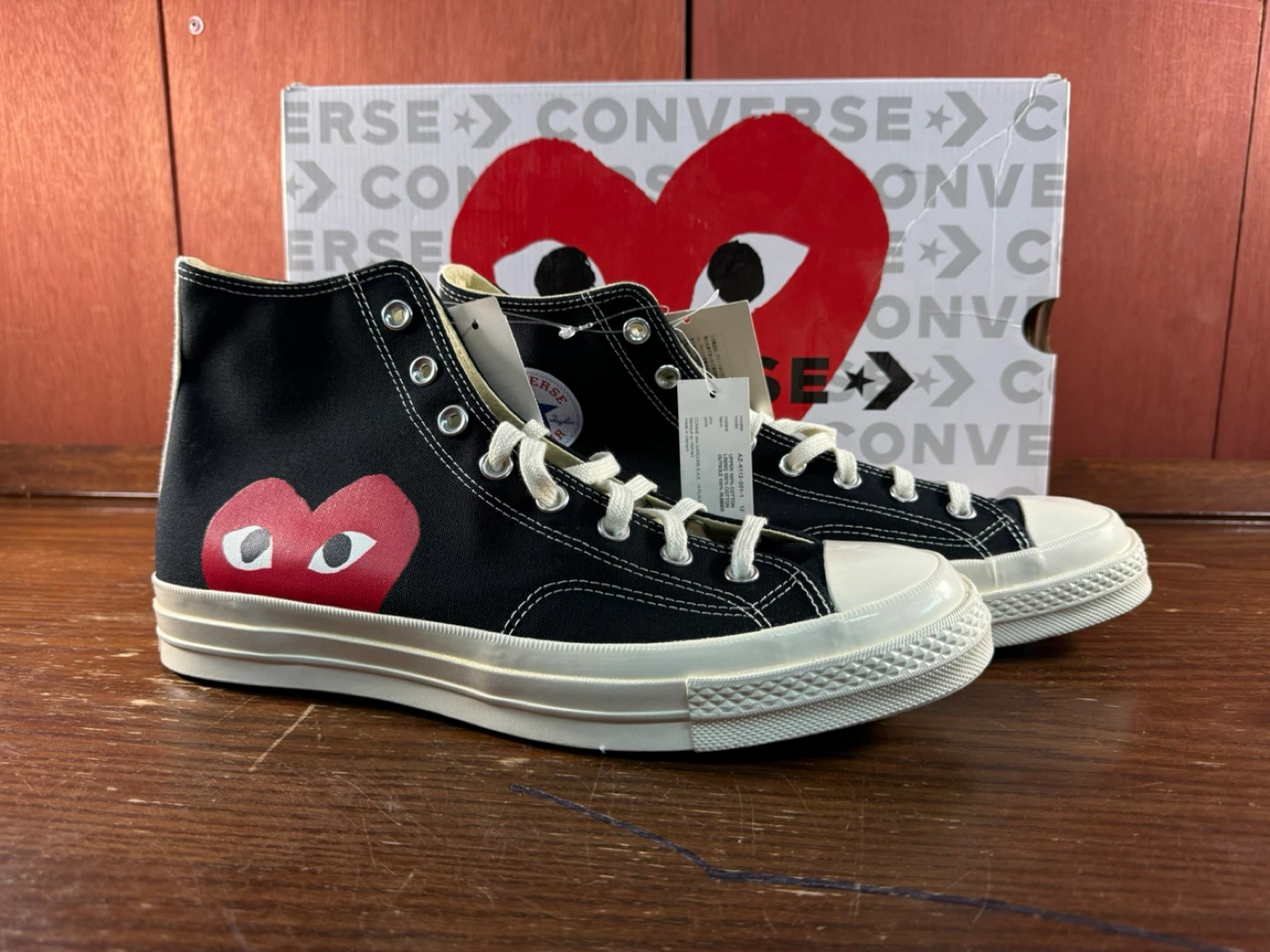 Converse x CDG PLAY Chuck 70 High Black Men’s Sz 12/Women’s 14 - photo 2