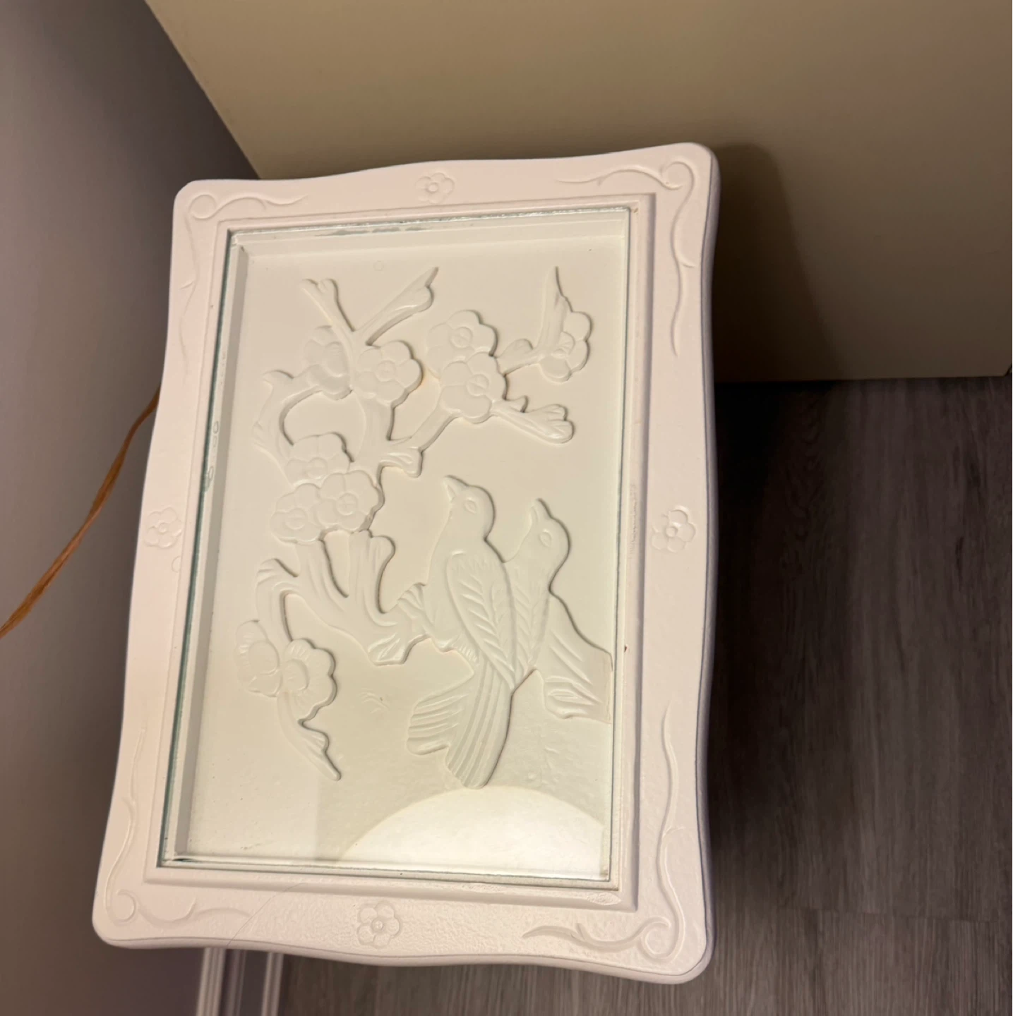White Accent Table with Glass Top - photo 3