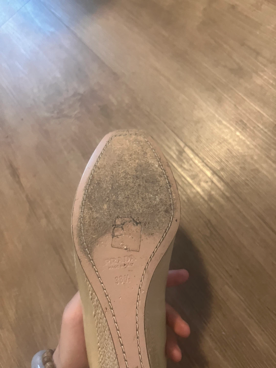 Authentic PRADA Peep-Toe Wedge Espadrille Heels - photo 4