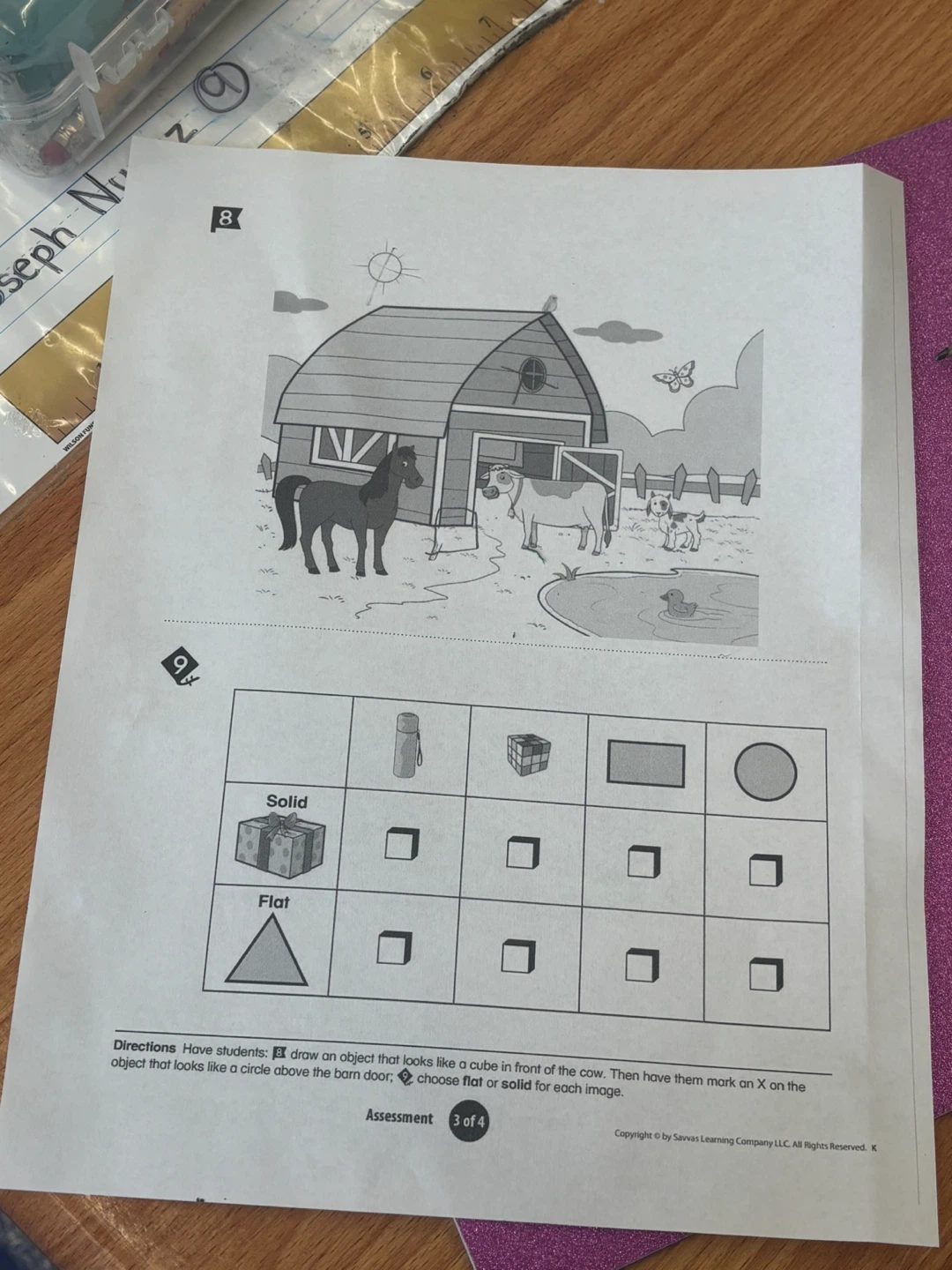 Savvas Learning Company Math Worksheet - Shapes