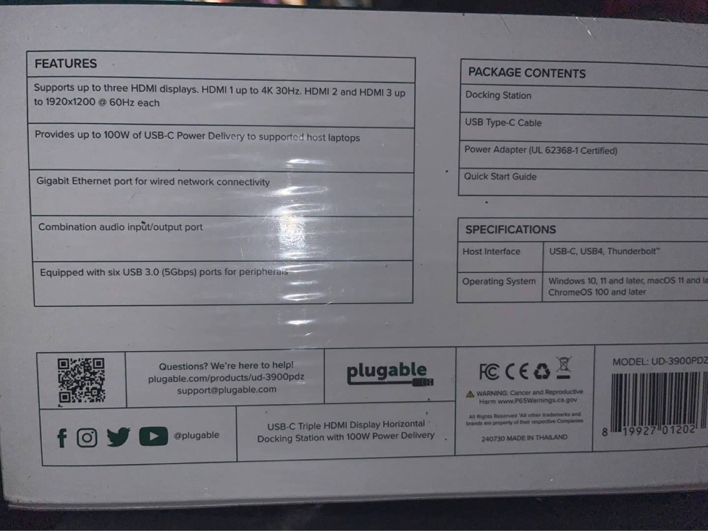 Plugable USB C Triple Display Docking Station 100W PD - photo 2