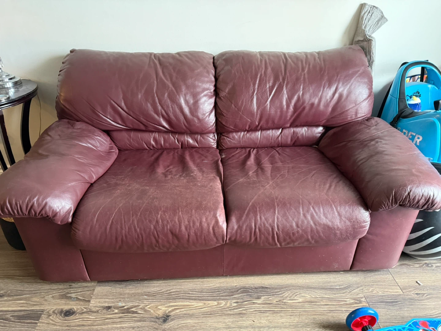 Burgundy Leather Sofa - photo 4