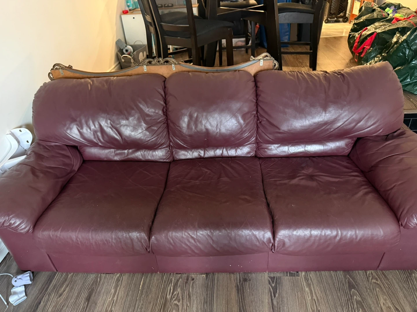 Burgundy Leather Sofa - photo 2
