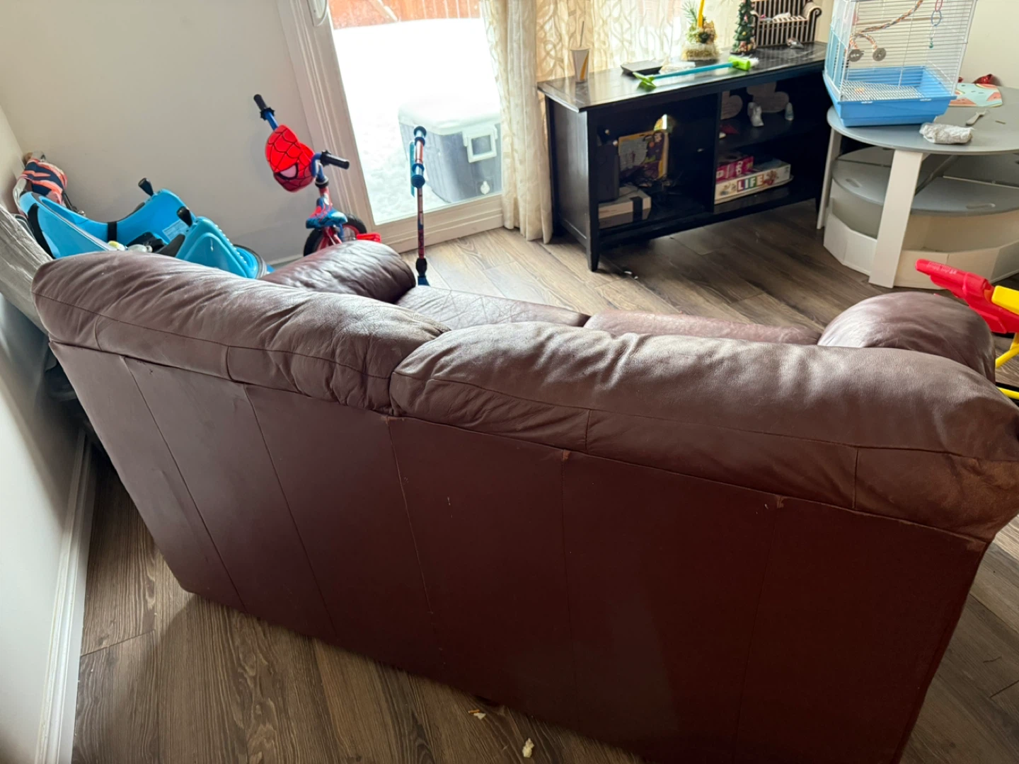 Burgundy Leather Sofa - photo 3
