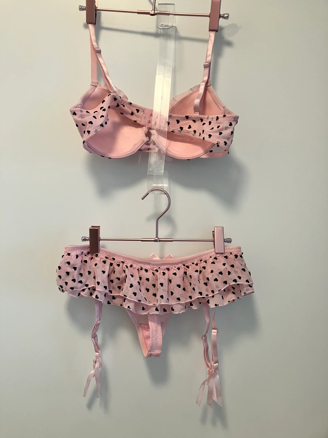 Pink Heart Bra & Garter Set - photo 2