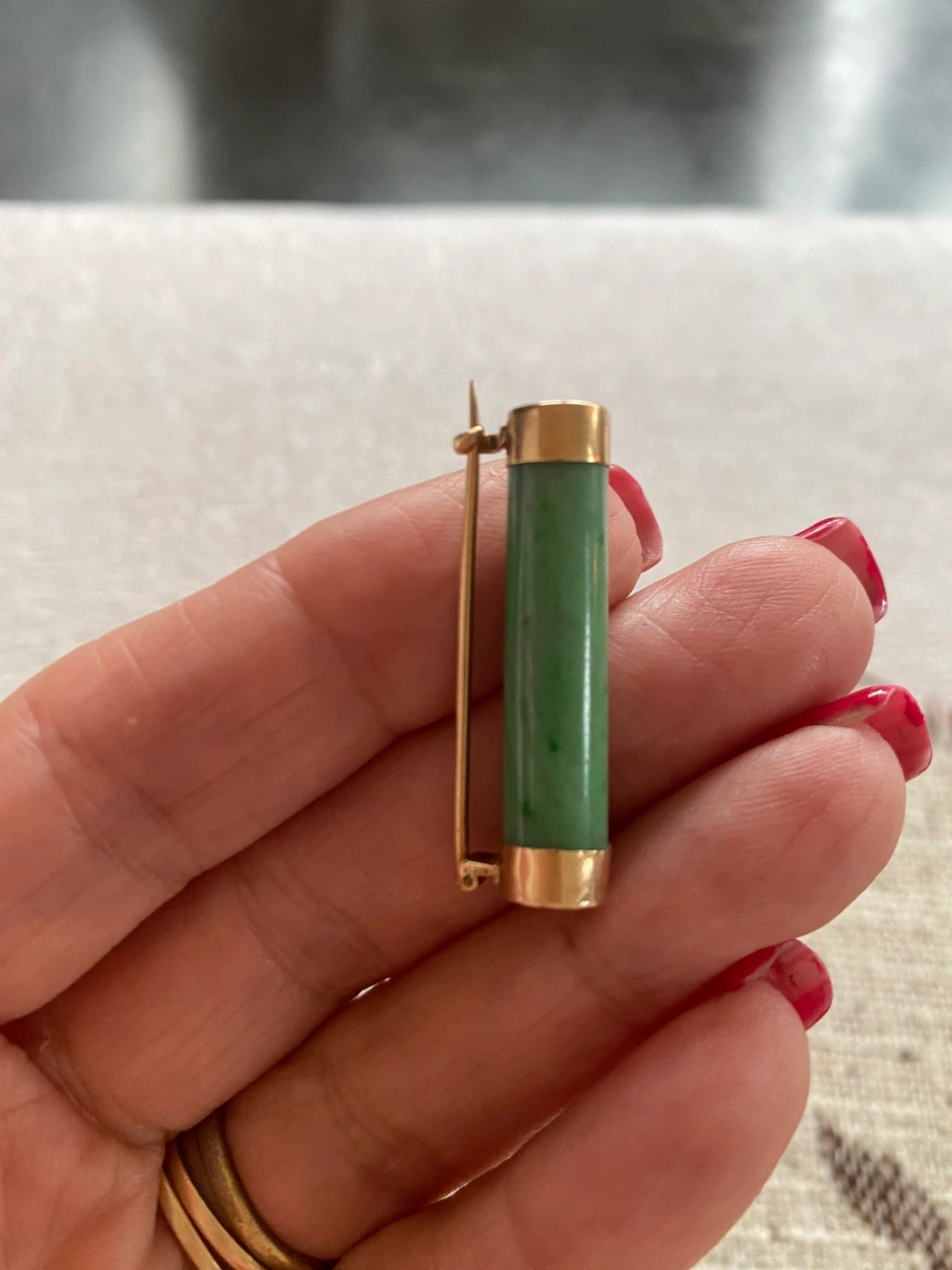 Antique/vintage 14 karat gold and Jade pin/brooch - photo 4