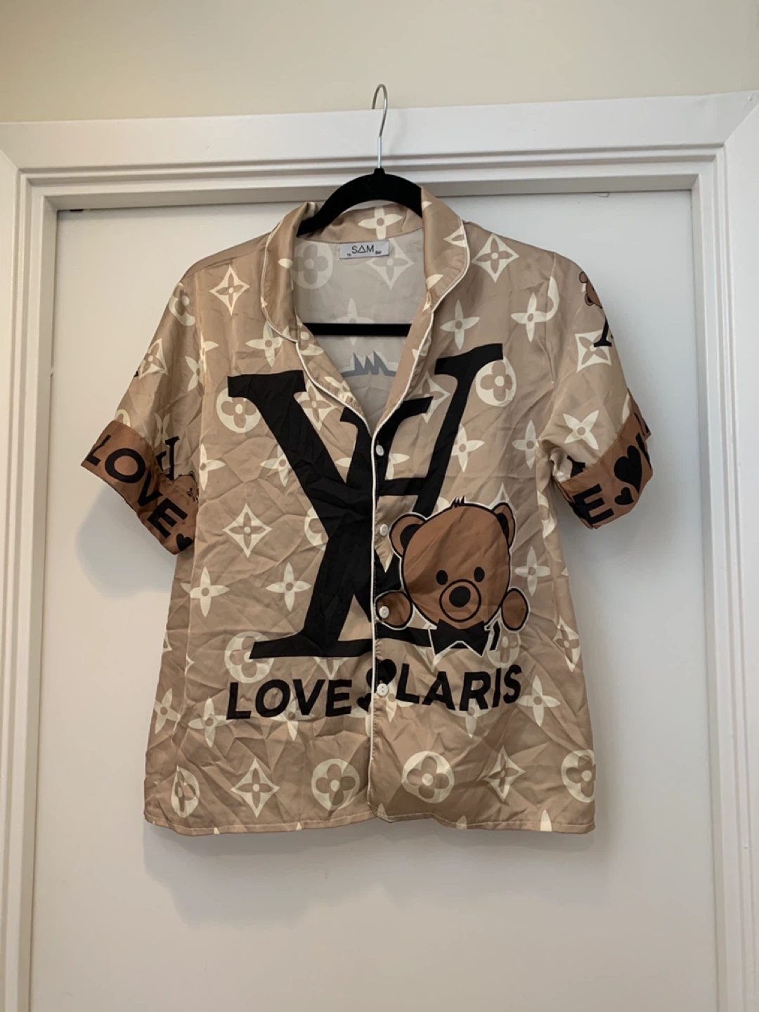 Short Sleeve Shirt with Teddy Bear Graphic