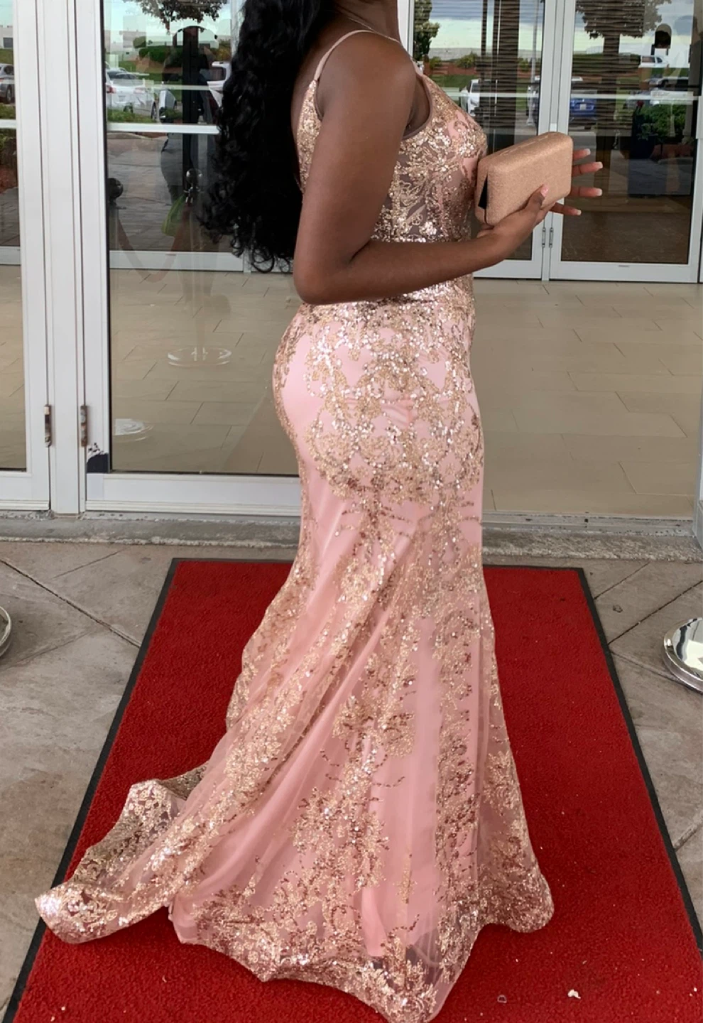 Pink Sequin Lace Prom Dress - photo 2