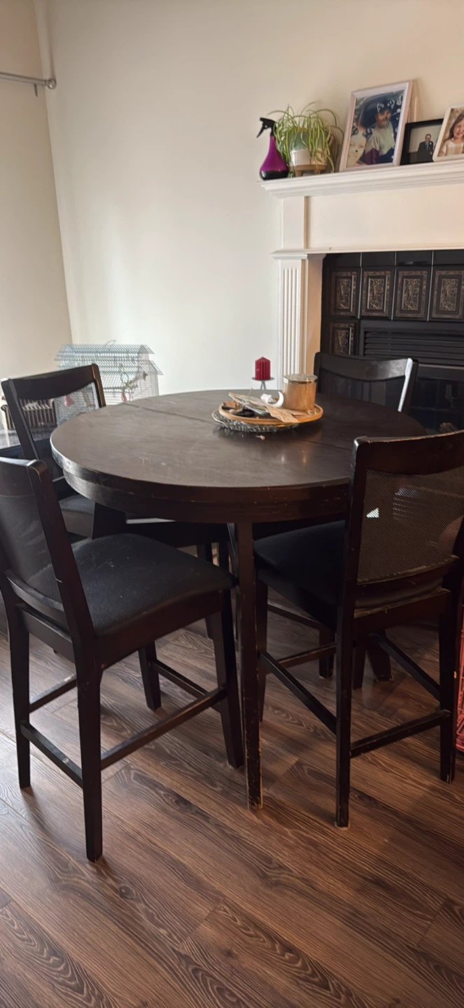 Dark Wood Dining Table and Chairs Set