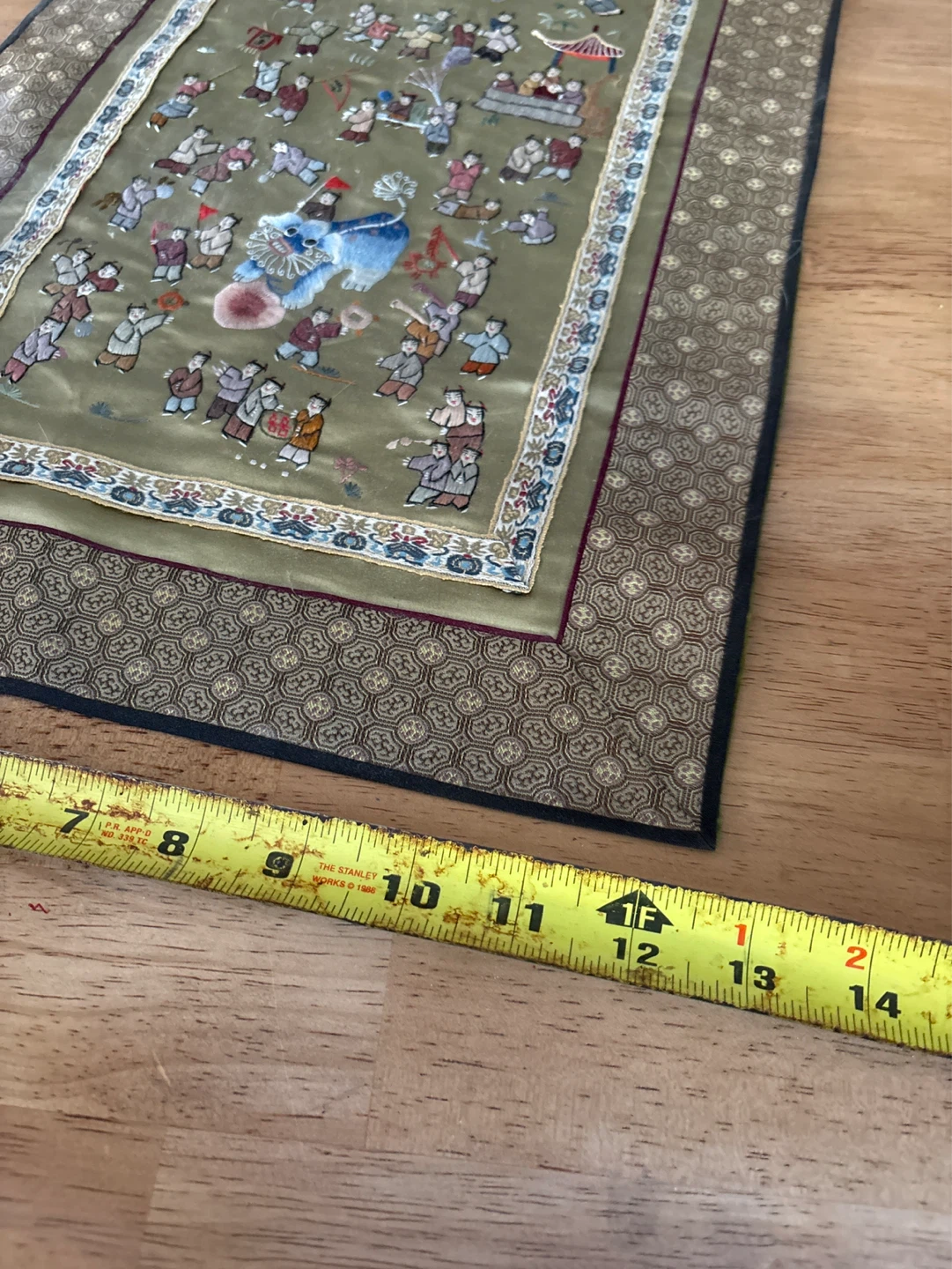 Embroidered Silk Wall Hanging Tapestry Scene - photo 5