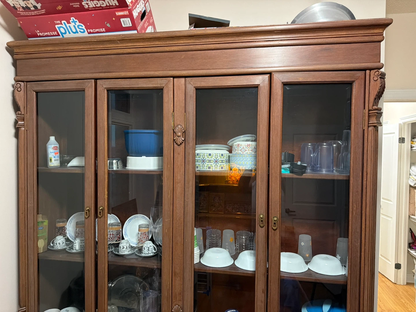 Wooden China Cabinet/Hutch with Glass Doors - photo 3