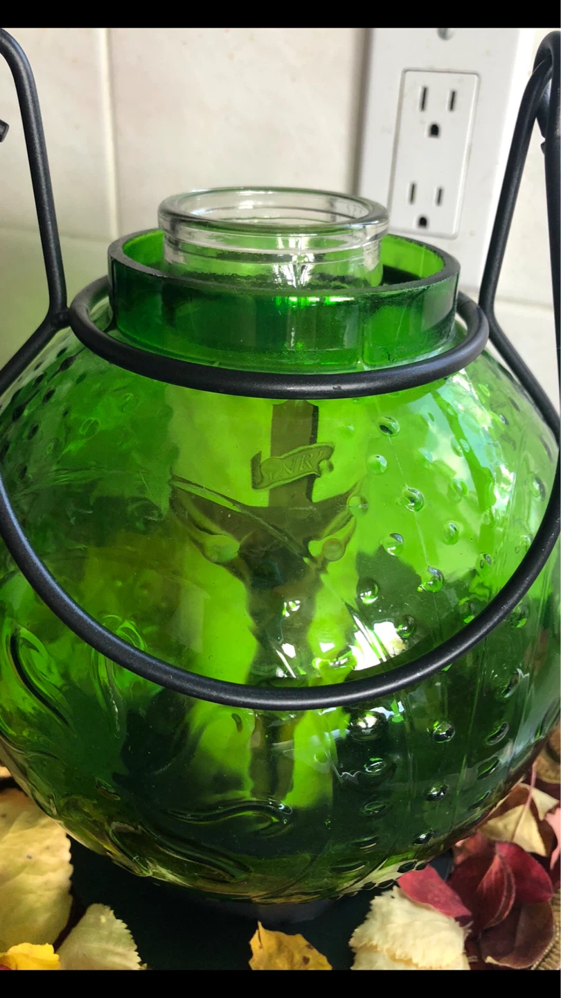 NEW  Glass Hanging Lantern with Metal Handle