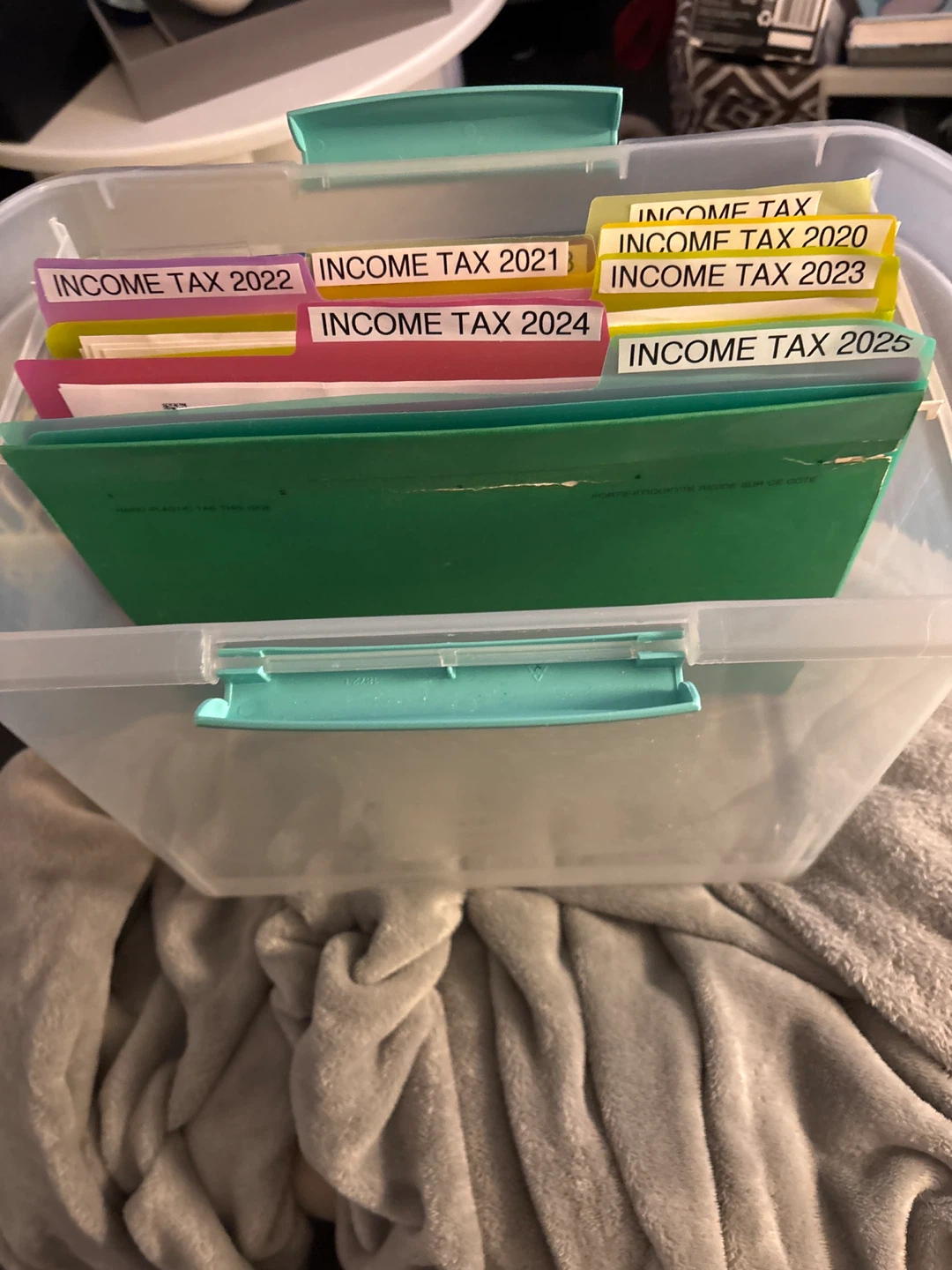 Clear Plastic Storage Bin with Handles for files