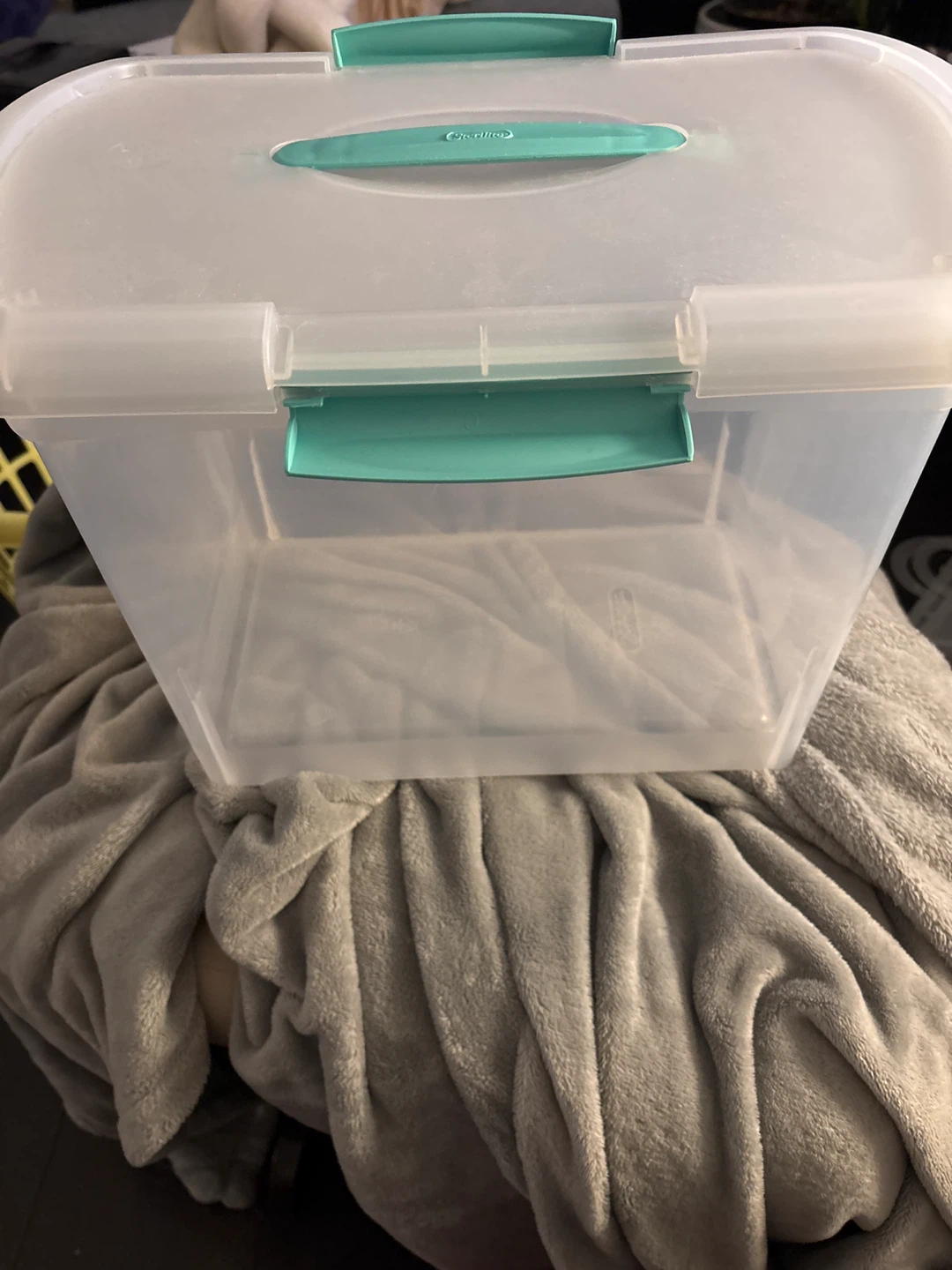 Clear Plastic Storage Bin with Handles for files - photo 2