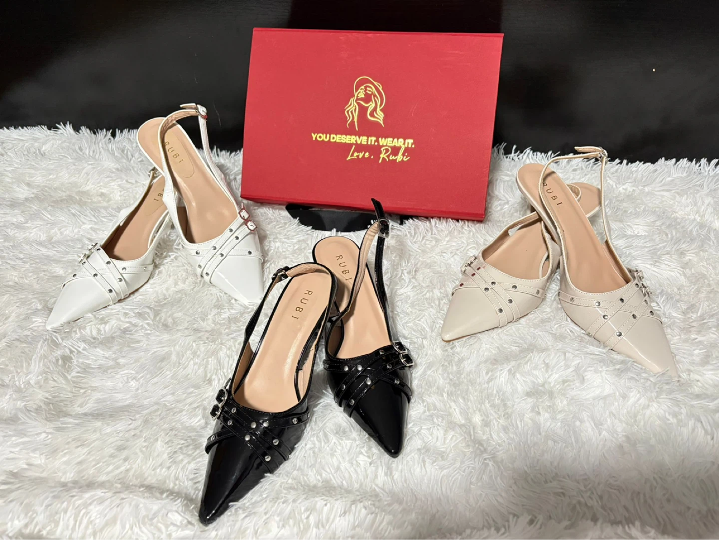 Rubi Women's Slingback Heels - Black & White