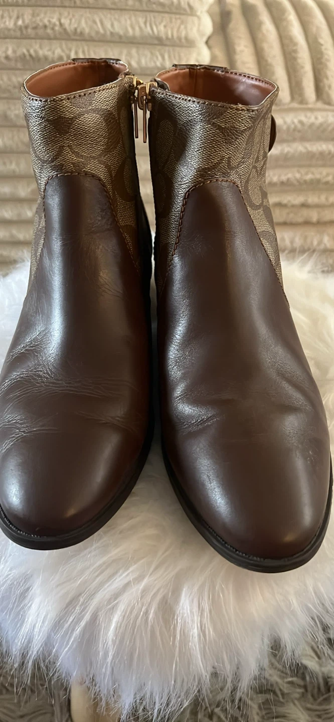 Coach Signature Booties Brown Leather & Canvas - photo 4