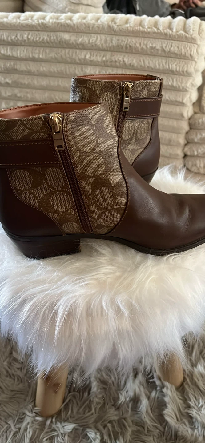 Coach Signature Booties Brown Leather & Canvas - photo 3