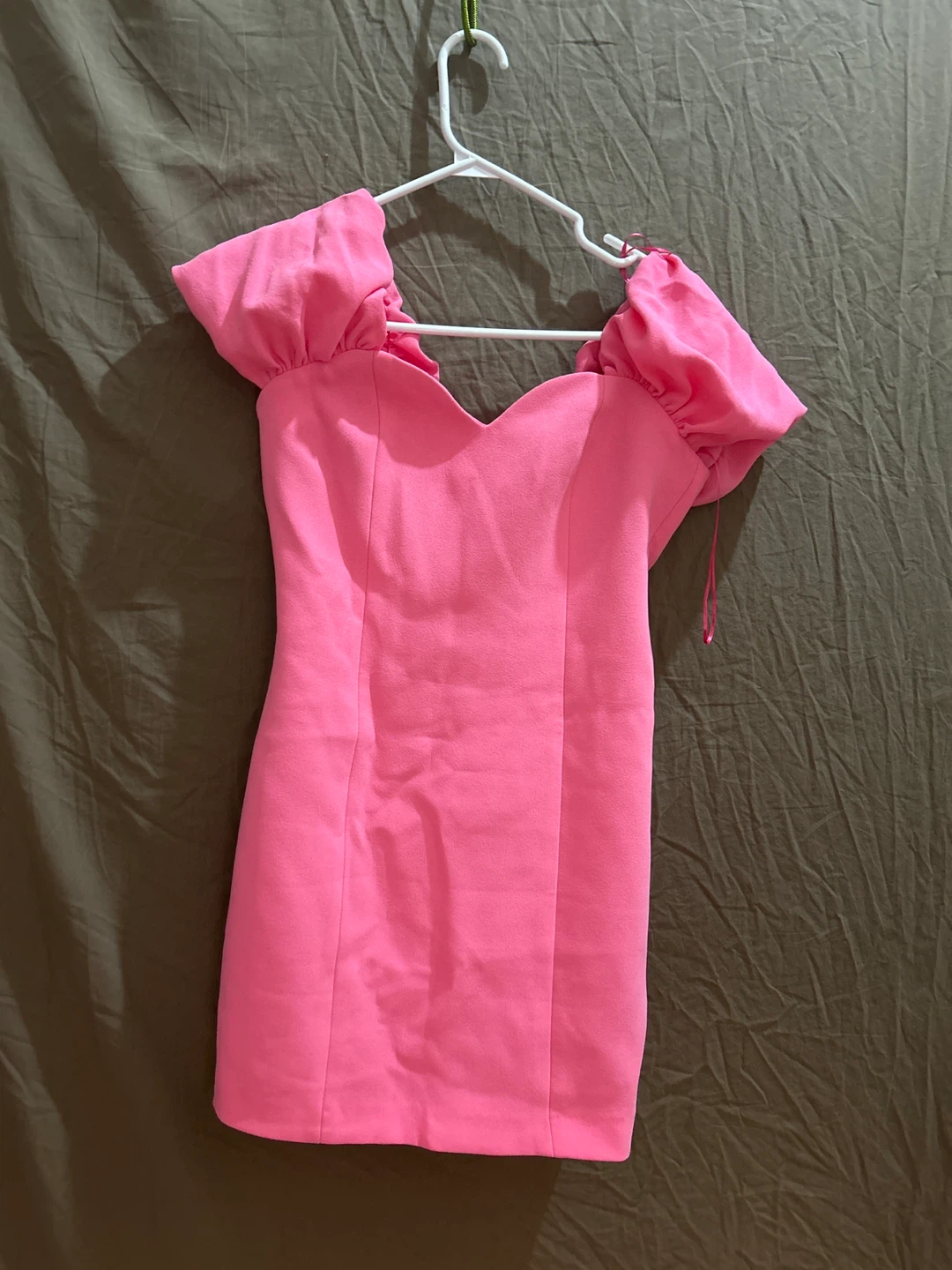 Zara Pink Puff Sleeve Sweetheart Neckline Dress - XS