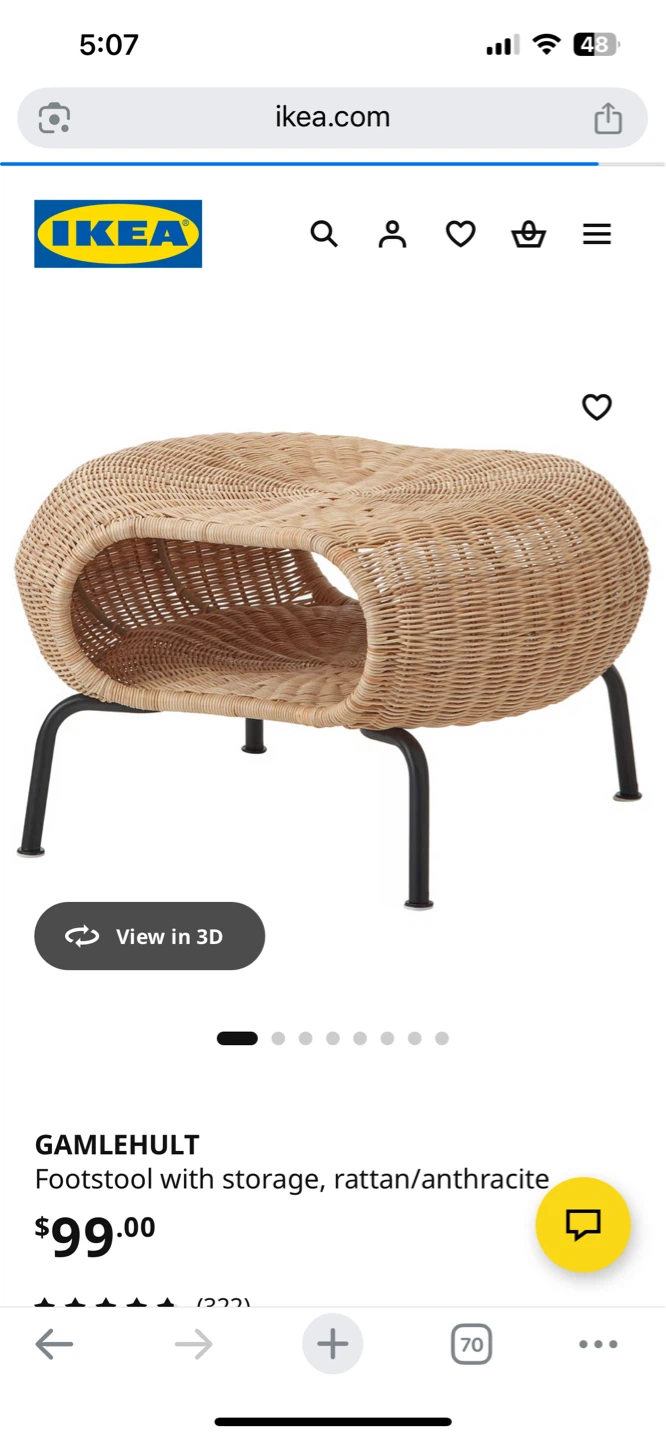 IKEA GAMLEHULT Footstool with Storage - photo 2
