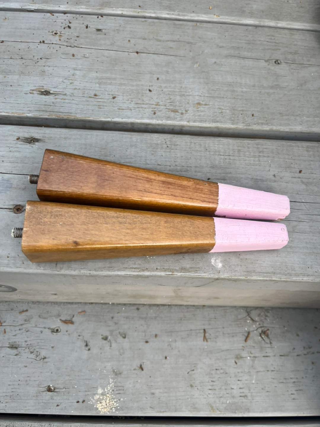 Wooden Furniture Legs with Pink Tips (Set of 2)