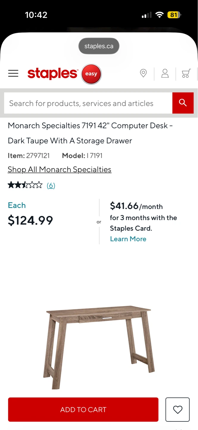 Monarch Specialties Computer Desk - Dark Taupe