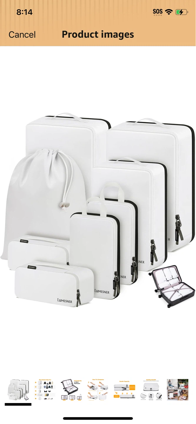 New-LUMESNER White Packing Cubes Set