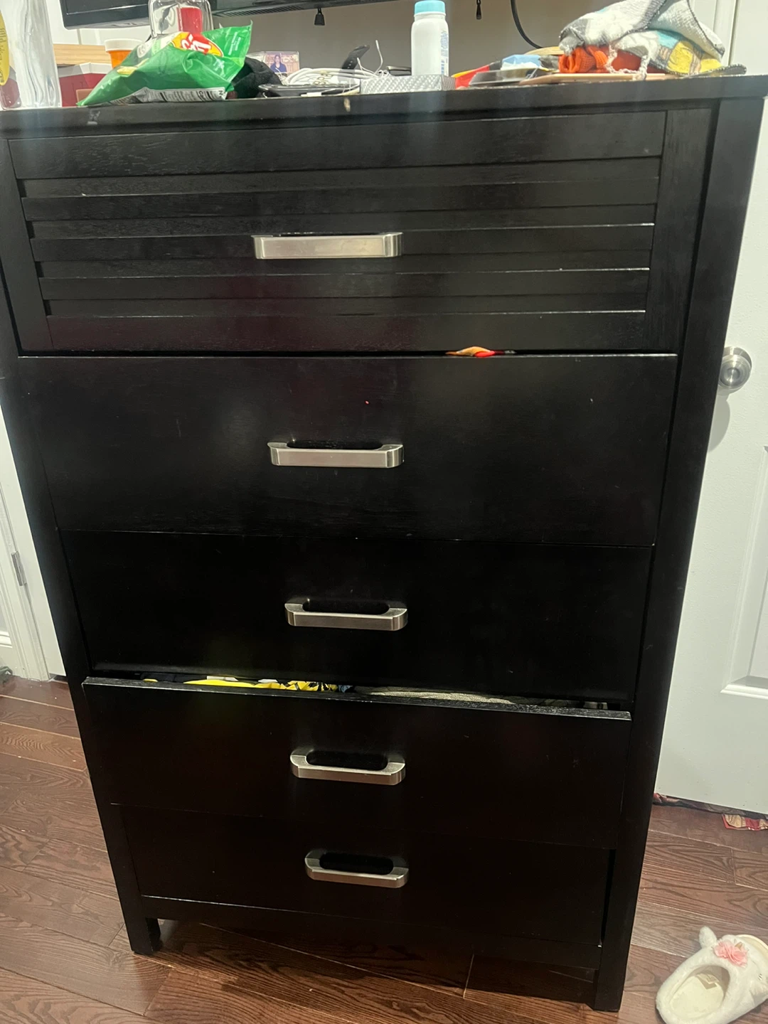 Black 5-Drawer Dresser with Mirror and additional dresser
