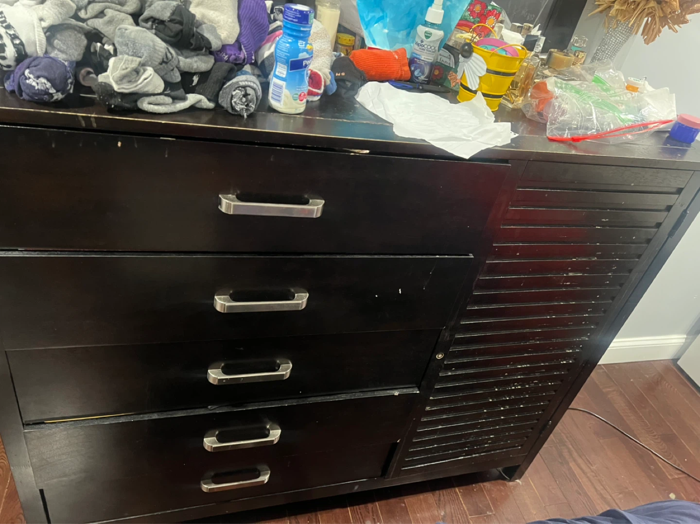 Black 5-Drawer Dresser with Mirror and additional dresser - photo 3