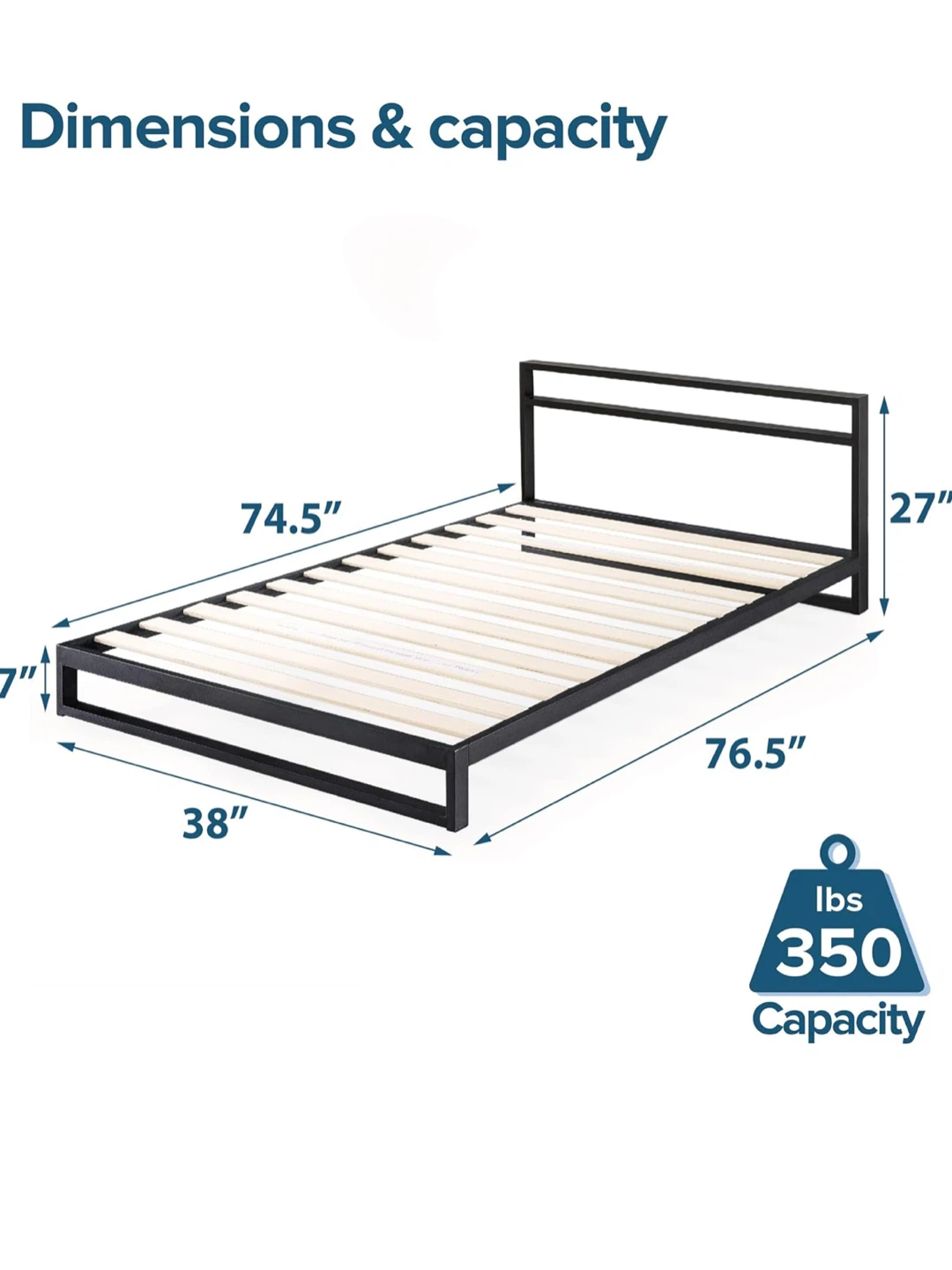 Black Minimalist Twin Bed Frame - photo 3