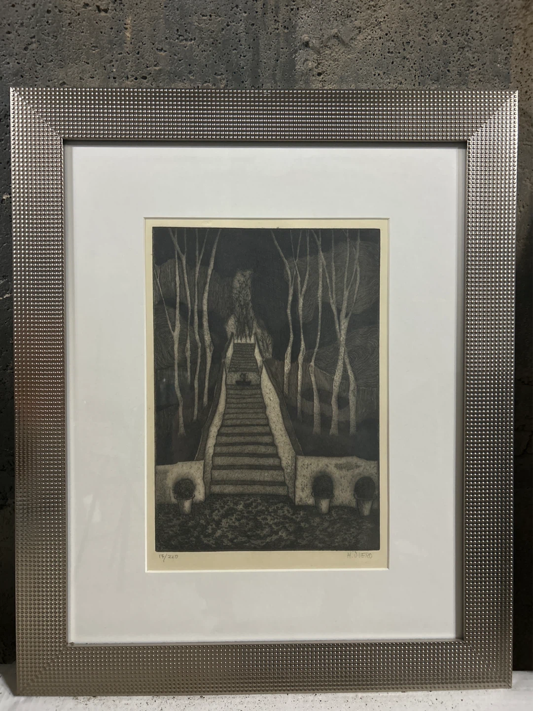 Framed Art Print "Stairway Through Trees" by H. Dueco