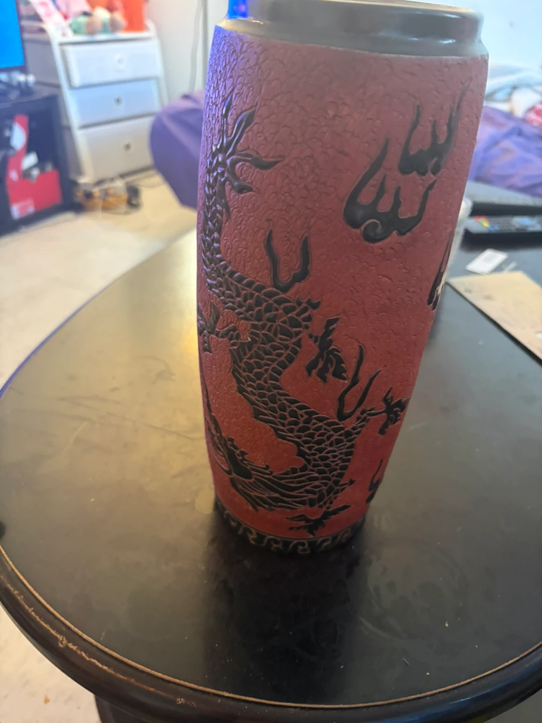 Red Dragon Embossed Vase